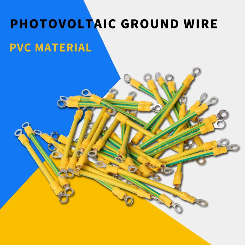 10pcs Solar Photovoltaic Grounding Wire with Terminals 10/12/14AWG BVR Solar Earth Wire Yellow-Green Flexible Copper Earth Cable PRIME RJ SOLAR PH