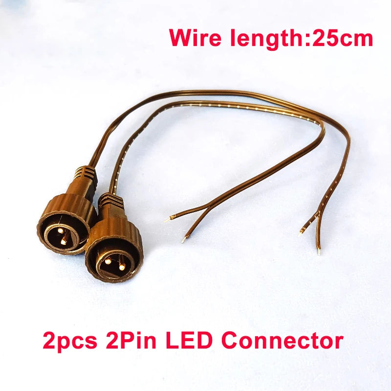 2Pin LED Connector with 25cm Wire for Solar String Lights 1A 0.25 Square IP65 Outdoor Waterproof Extension Cable for Solar Panel PRIME RJ SOLAR PH