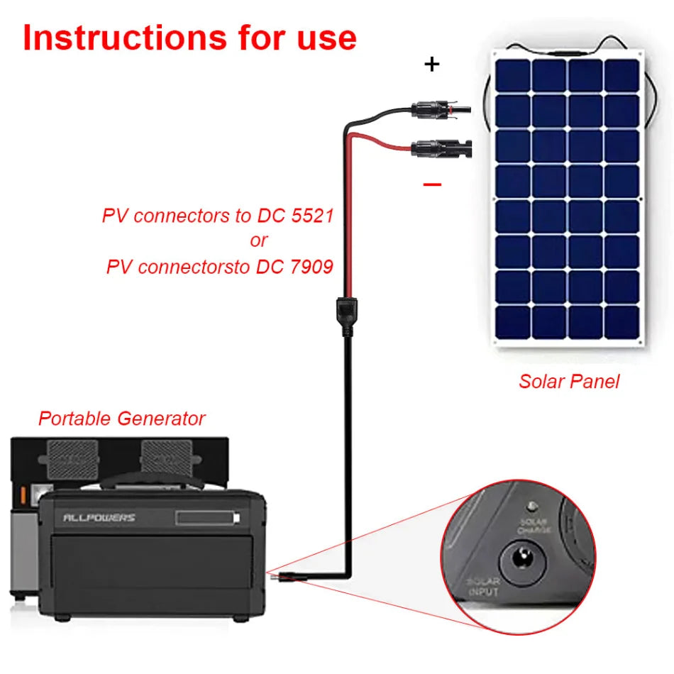 14AWG/16AWG Solar Panel Connector to DC5521 DC7909 Adapter Cable Wire PV Panel Plug Cord Battery Wiring  Solar Extension Cable PRIME RJ SOLAR PH