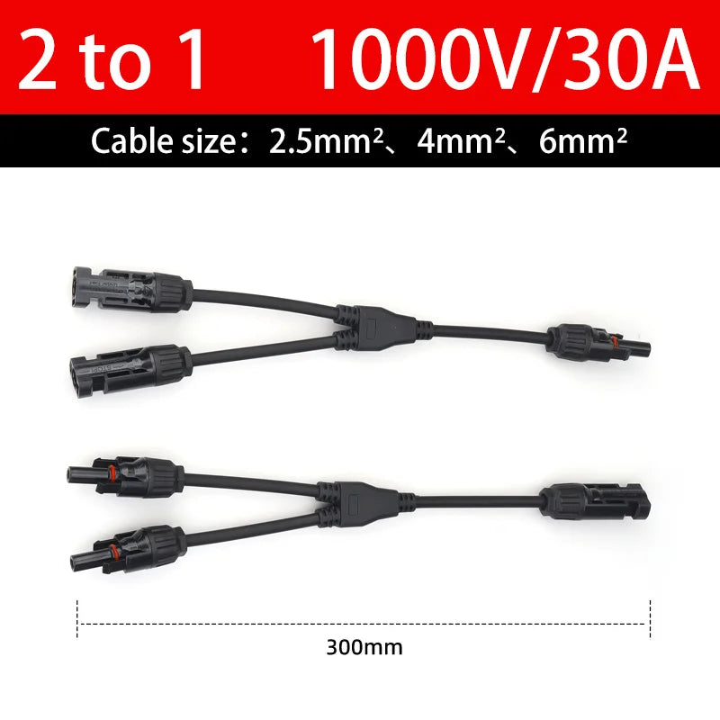 MC4 2Y 3Y 4Y IP68 PV Y Branch Parallel Connector 1000V 30A Male Female Waterproof Solar Panel 2.5-6mm2 Photovoltaic CE