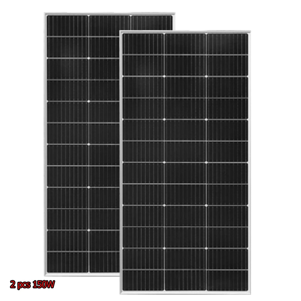 Rigid Glass Solar Panel 150W / 300W Monocrystalline Cell PV Photovoltaic Module 12v 24v Battery / plug and play system Home Car