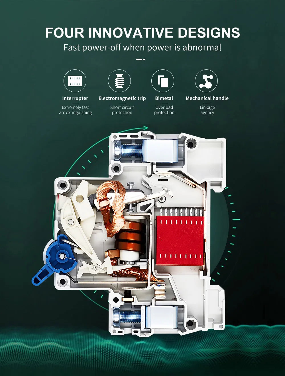 TOMZN TOB1-63H AC MCB Mini Circuit Breaker C Curve 230V 400V 1P 2P 3P 4P 3A 6A 10A 16A 20A 25A 32A 40A 50A 63A 50Hz 60Hz CE