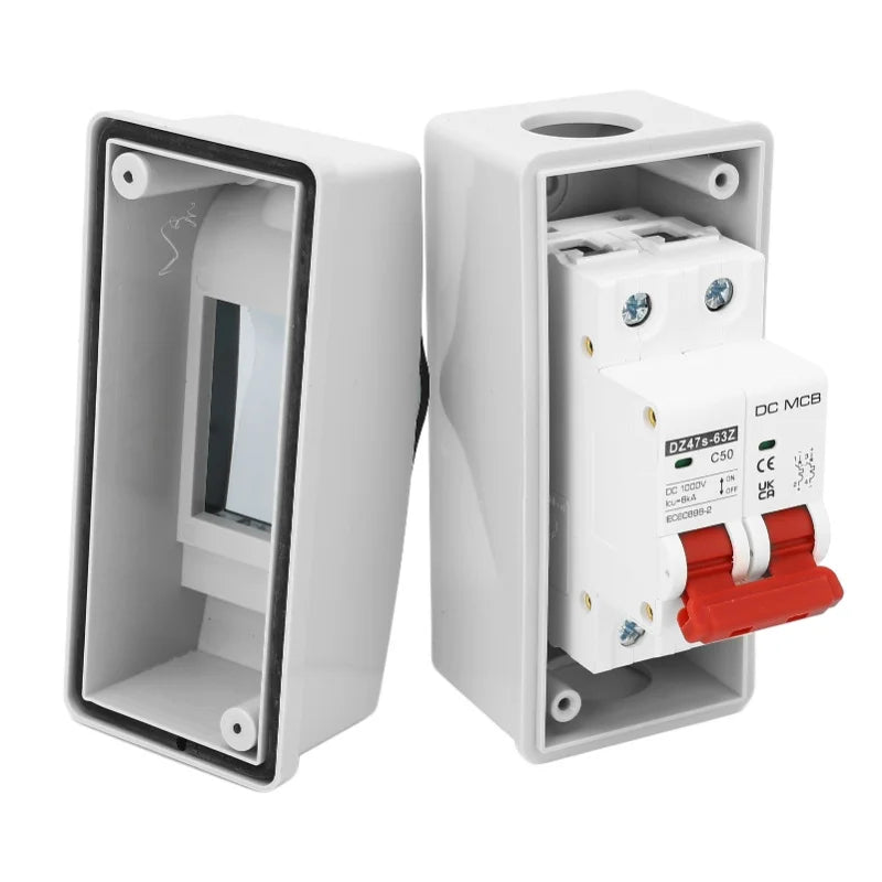 DC Circuit Breaker 2P 50A Miniature Isolator Switch IP65 Waterproof Solar PV Circuit Breaker 1000V