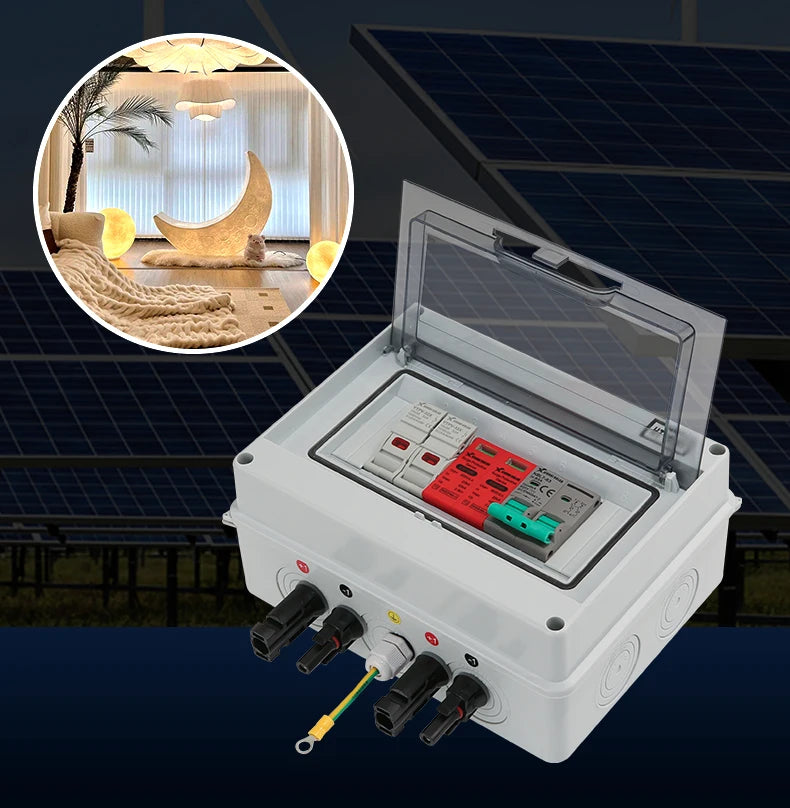 XIONGISOLAR High-quality 600V PV Combiner Box 1-In-1-Out DC with Fuse MCB SPD for Solar Panel Photovoltaic Protection Box
