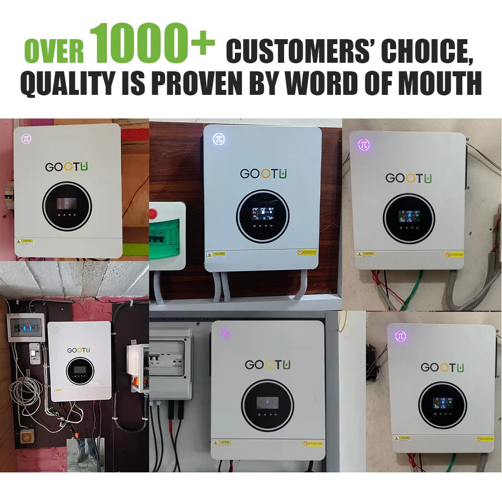 GOOTU 6.2KW/10.2KW Hybrid Solar Inverter Dual Output 24V/48V MPPT 160A Pure Sine Wave On/Off Grid for Home Power Supply