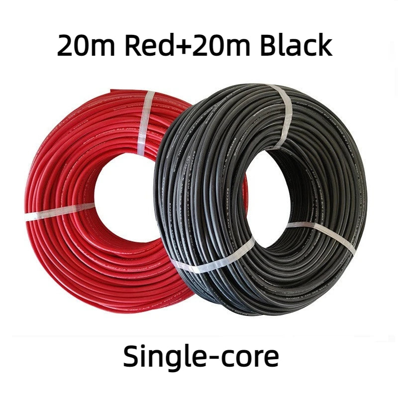 20 Meters 1500V Solar Photovoltaic Wire Red Black Single Core 4mm2/6mm2 12/10AWG Cable Tinned Copper XLPE Jacket for PV Panels PRIME RJ SOLAR PH