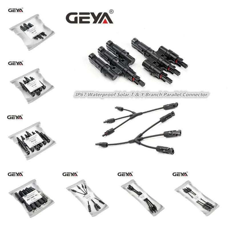 GEYA Solar Cable Branch Connector 1 Pair Male Female Y Branch Solar Connector 1000V PV System CE