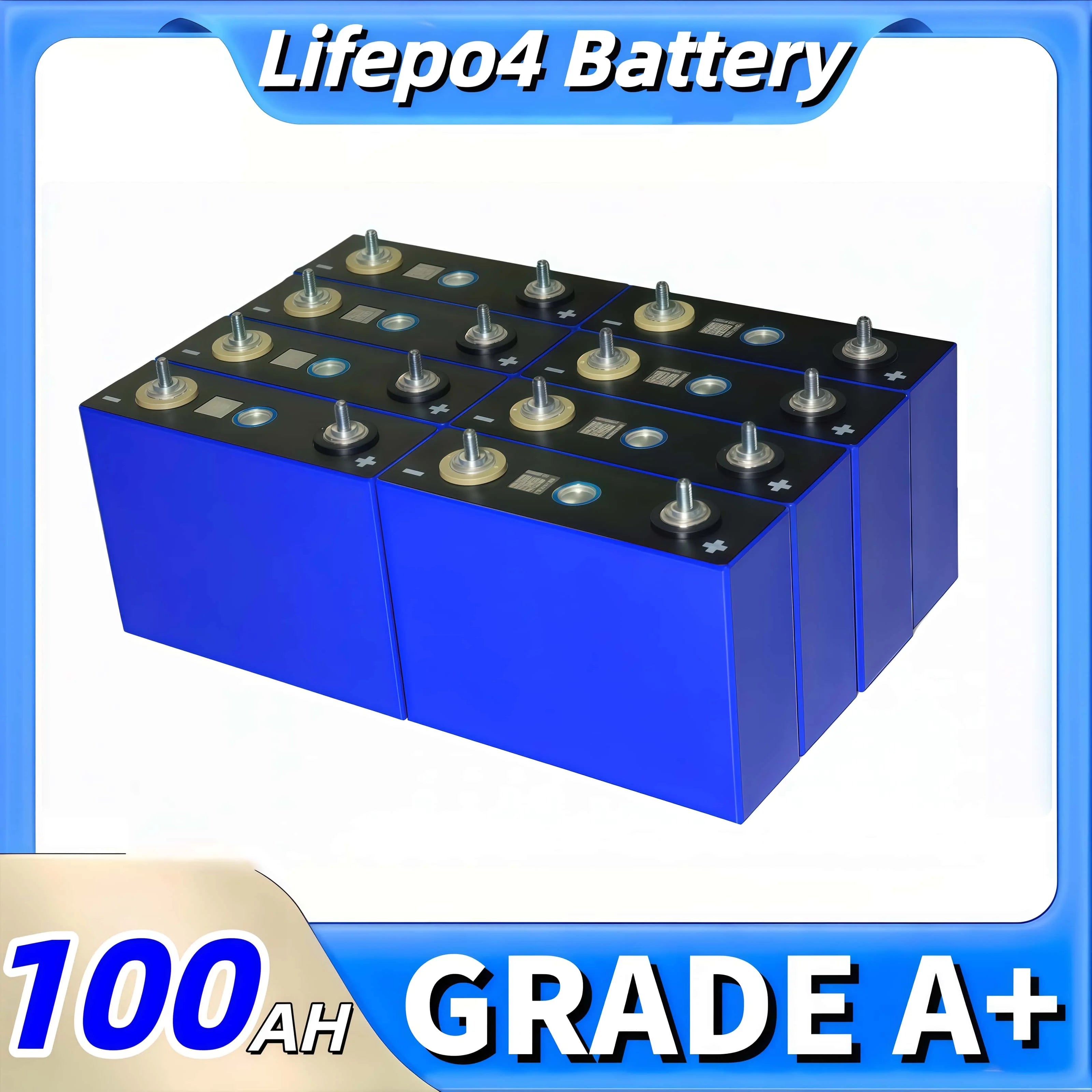 New 3.2V 100AH Lifepo4 Battery 3C Grade A 6000 Cycle DIY 12V 24V 48V RV Marine Solar Energy storage Rechargeable Battery No tax