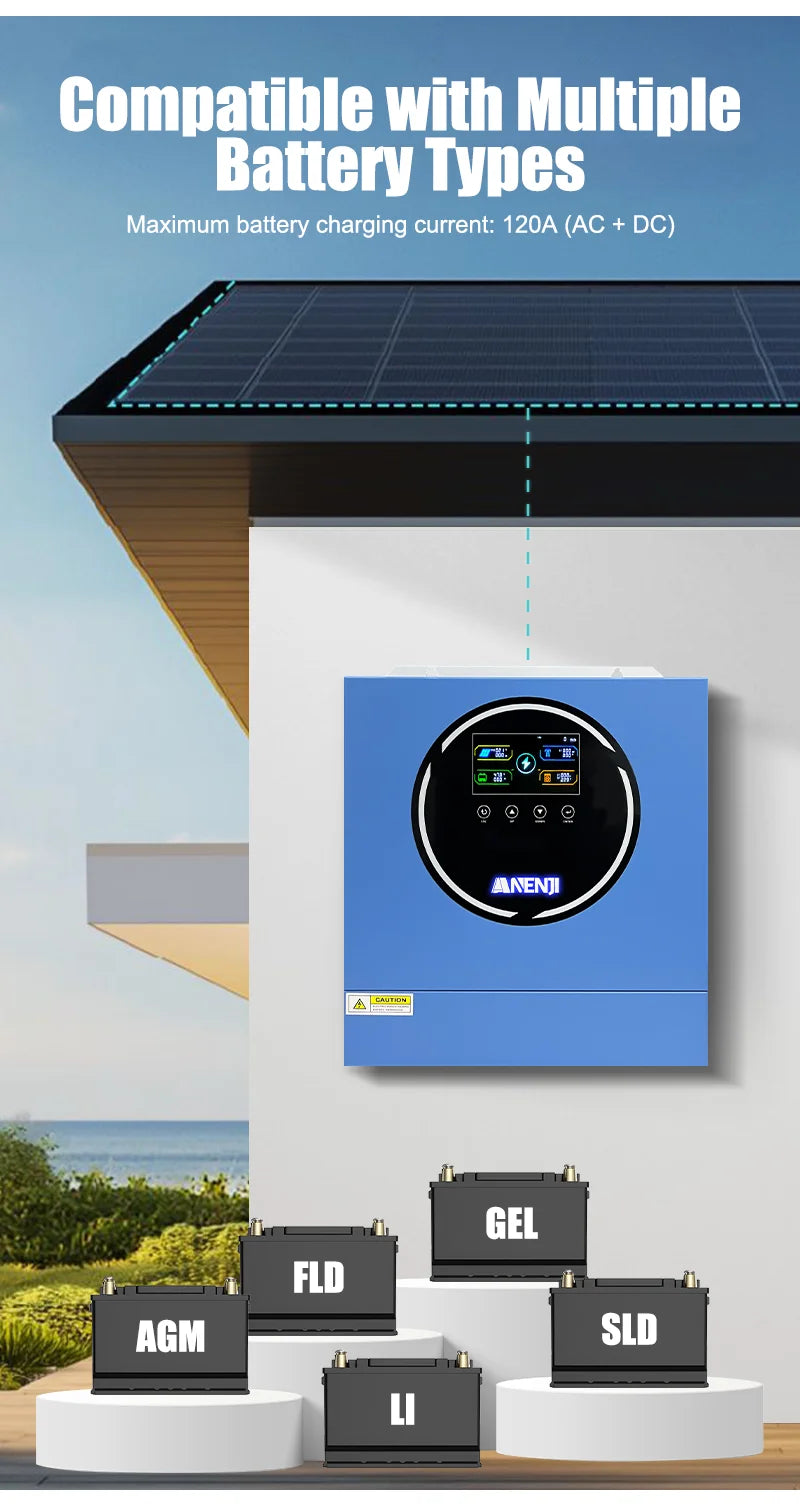 4.2KW 24V Dual Output Hybrid Solar Inverter On-grid/Off-grid Pure Sine Wave 50Hz Built-in Wifi & 100A MPPT For PV 500V BMS RS485