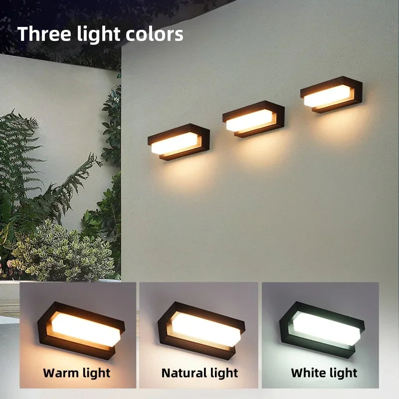 Solar LED Outdoor Garden Balcony Waterproof Three-Color Wall Light Porch Stairs Energy-Saving Decor Lamp CCC CE 1-Year Warranty