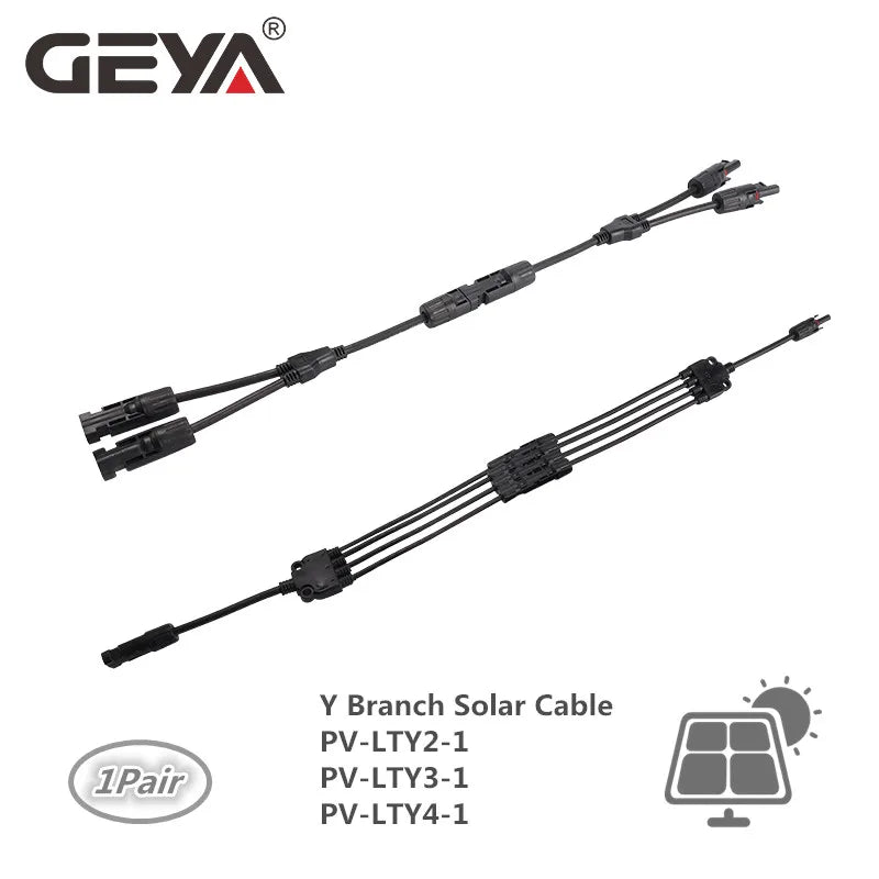 GEYA Solar Cable Branch Connector 1 Pair Male Female Y Branch Solar Connector 1000V PV System CE