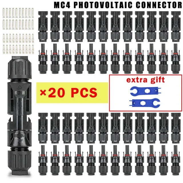 Photovoltaic Solar Connector Kit 1000V 30A 10 20 40 100 200 400 Pcs PV MC Cable 2.5mm2 4mm2 6mm2 Panel Connectors
