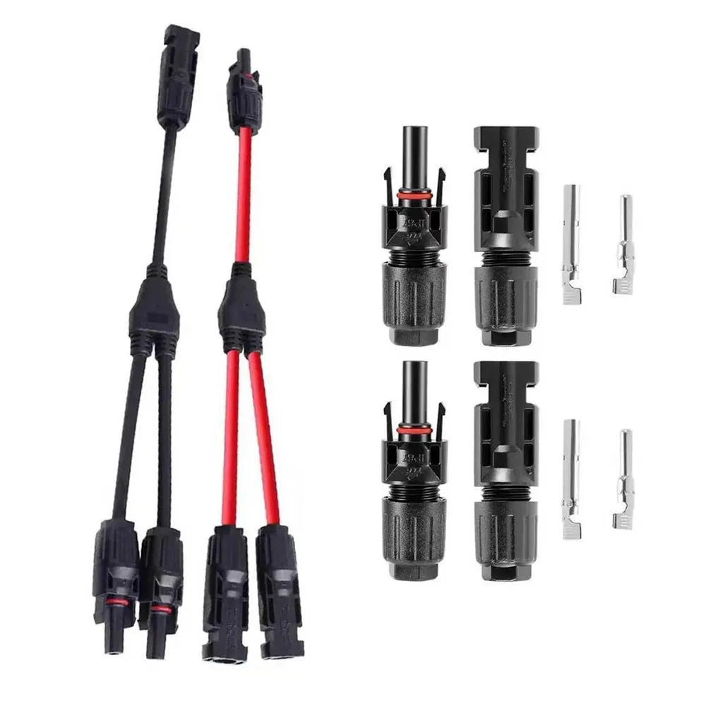 2 in 1 PV Y Branch Solar Parallel Connector 4mm2 1000V Solar Cable Photovoltaic System Male To Female Plug Connector red black PRIME RJ SOLAR PH