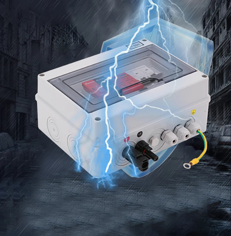 Solar photovoltaic PV Combiner Box With Lightning Protection 1 in 1 out DC 600V Fuse IP65 MCB SPD DB for Solar Panel  Box