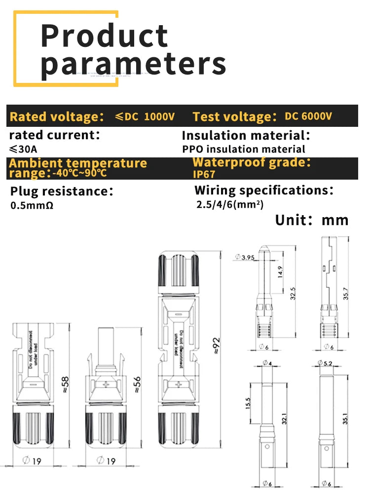 10/20/100pcs Solar Connectors 1000V 30ASolar Panel Branch PV Connectors Photovoltaic Connect solar PRIME RJ SOLAR PH