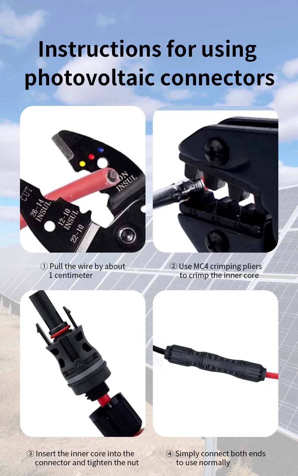 TOMZN 2 sets of PV Solar Connectors 1000V 1500V 32A 45A Panel Branch PV Photovoltaic Wire/Board Terminal Box Inverter IP67 10LOT PRIME RJ SOLAR PH
