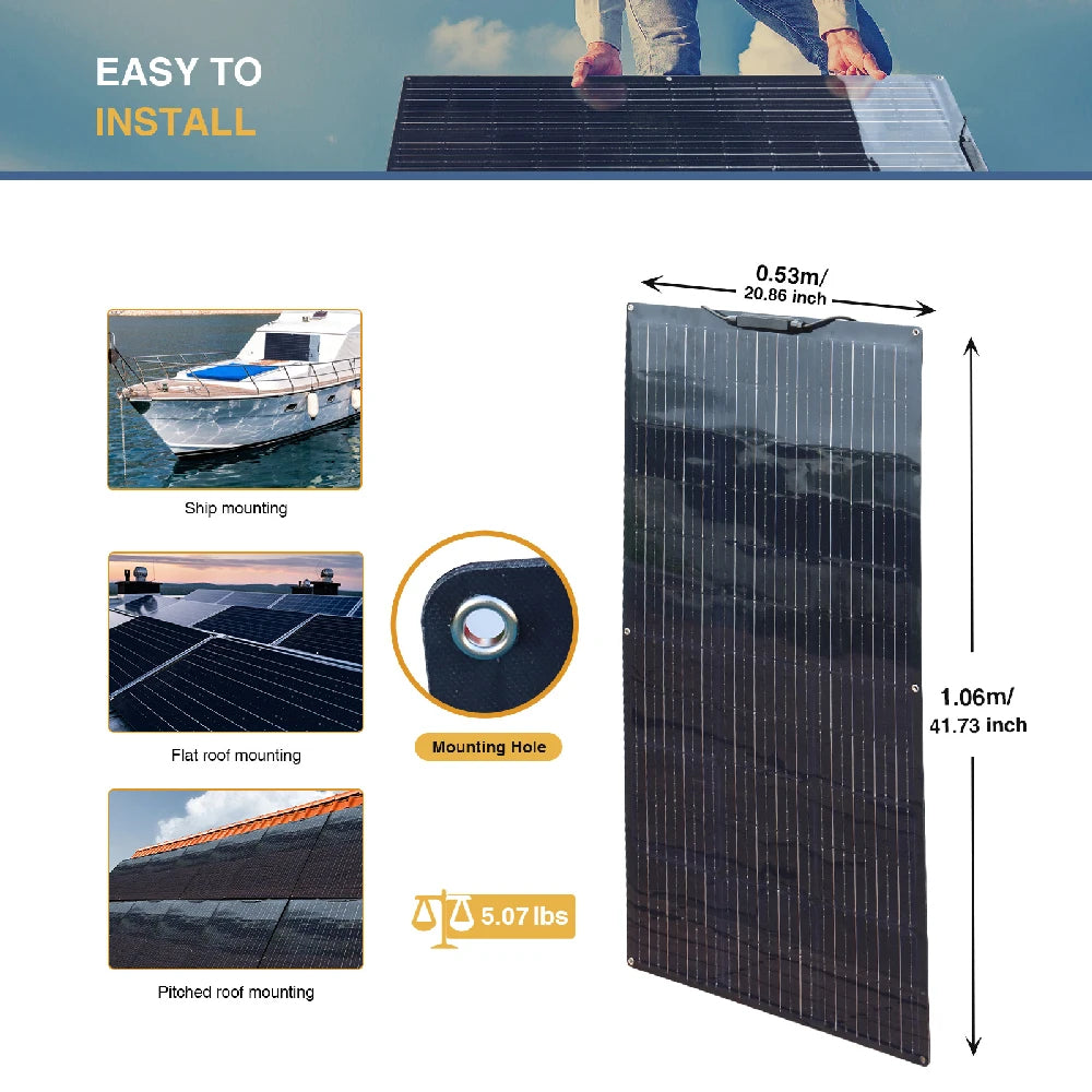 XINPUGUANG 100W 200W 300W 400W 500W Flexible Solar Panel 12V 24V DIY Photovoltaic Car Battery Balcony Boat House CE FCC RoHS WEEE