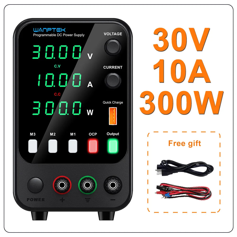 Wanptek DC Lab Power Supply 30V 60V 120V Adjustable Voltage Regulator Preset Voltage Current Dual Input Voltage 220V/110V