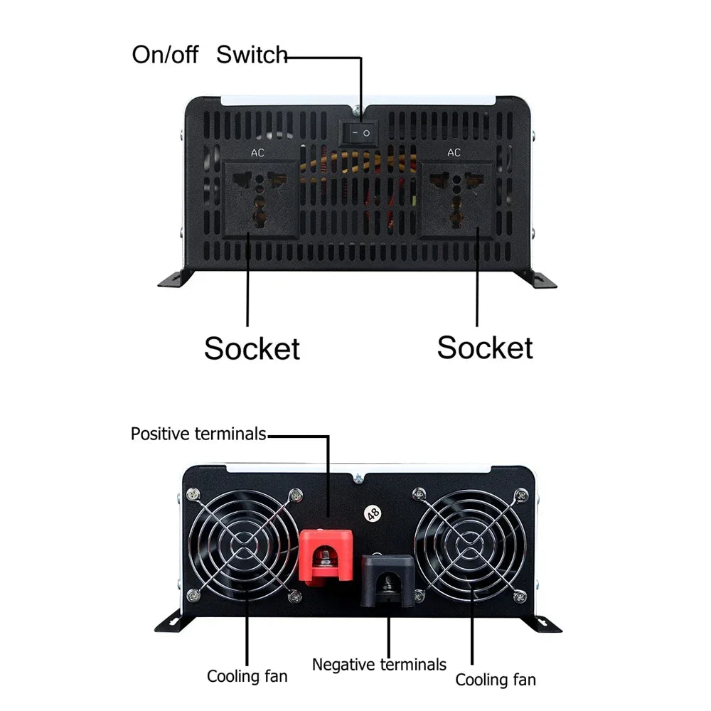 Pure Sine Wave Inverter 8000W 10000W 12000W DC 12V 24V 48V 60V 72V to AC 110V 220V Converter RV Vehicle Solar Inverter CE