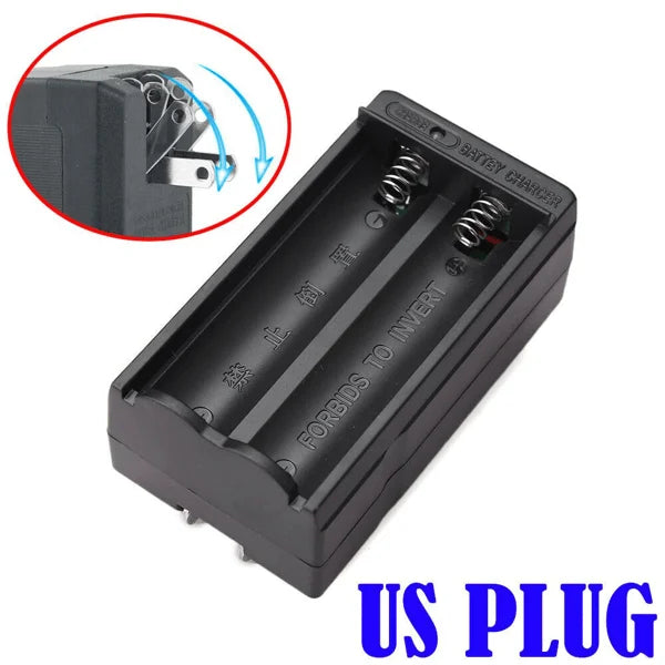 4 PCS 3000mAh 18650 Rechargeable Cylindrical Lithium Ion Batteries 1PCS Double Charger Set for Flashlights and Headlamps