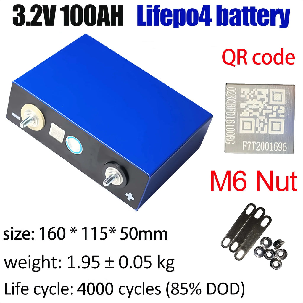 4PCS 3.2V LiFePO4 Battery Set High-Grade 100Ah 105Ah 20Ah 30Ah 50Ah 32Ah for DIY Motorcycle Car Motor Modification 12.8V RV EV