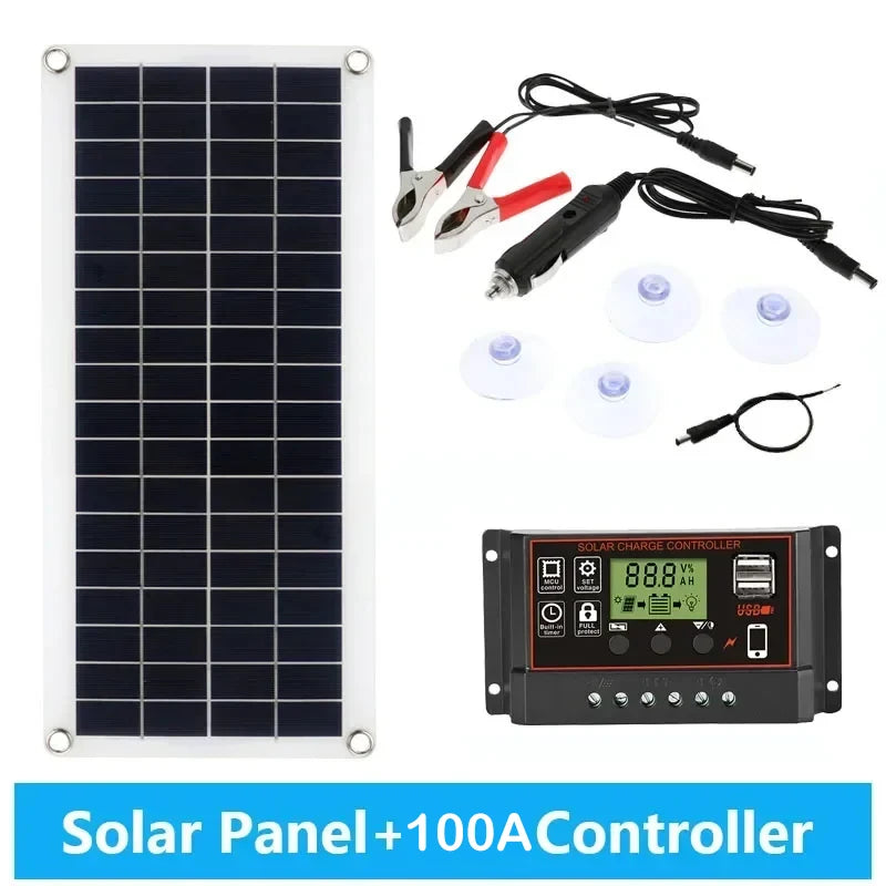 LUXUGLOW 20W-1000W Solar Panel 12V Solar Cell 100A Controller for Phone RV Car MP3 PAD Outdoor Camping Battery Charger Supply