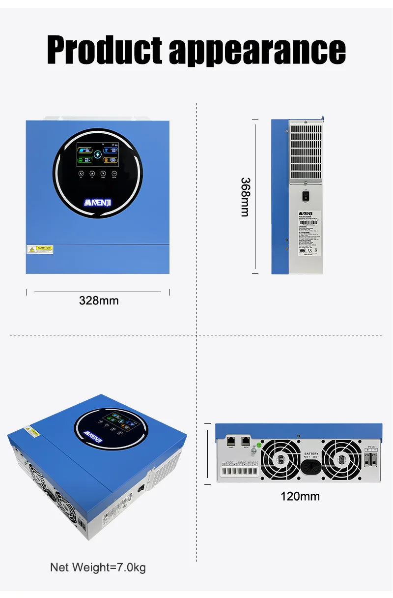 4.2KW 24V Dual Output Hybrid Solar Inverter On-grid/Off-grid Pure Sine Wave 50Hz Built-in Wifi & 100A MPPT For PV 500V BMS RS485