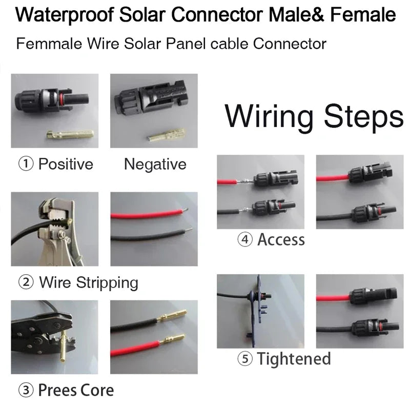 Solar Connector 30A 1500V DC IP68 Male Female PV Connectors 20 40 100 Pcs 2.5mm2 4mm2 6mm2 Solar Cable CE