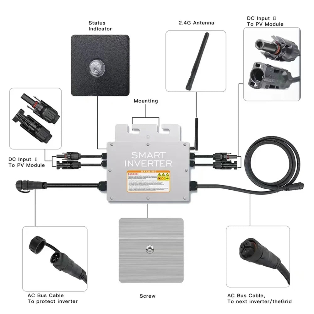 PV Input Voltage 20~60V AC Output 110V/230V Auto 600W/700W/800W/1000W Micro Solar Grid Tie Inverter With WIFI Monitor PRIME RJ SOLAR PH