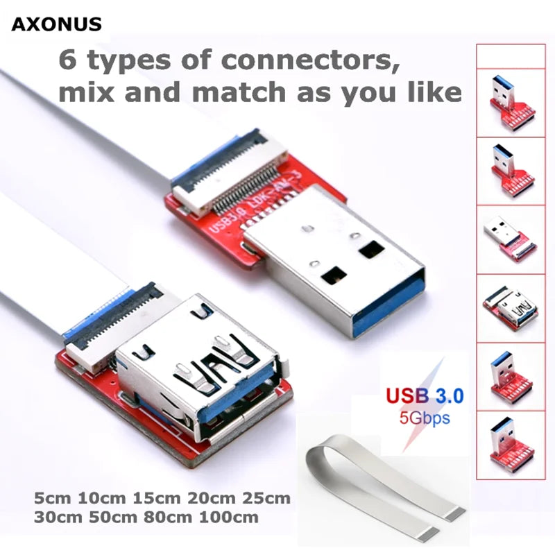 CABLECC Raspberry Pi FFC USB 3.0 Male Female Extension Flat Ribbon Cable FPV Slim Flat Soft Flexible FPC Charge CE