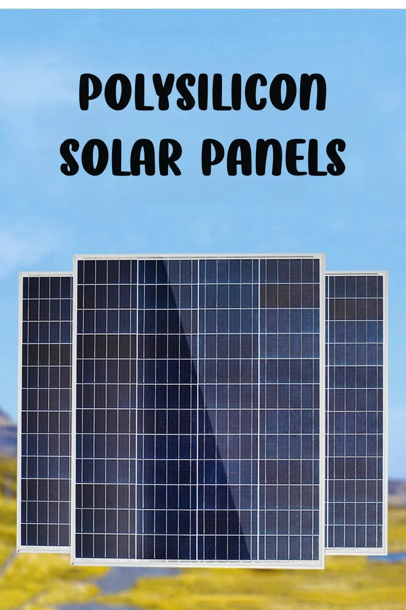 500W Solar Panel Kit with 12V Controller Polycrystalline Silicon Power Supply Portable Outdoor Rechargeable Solar Cell, Househol