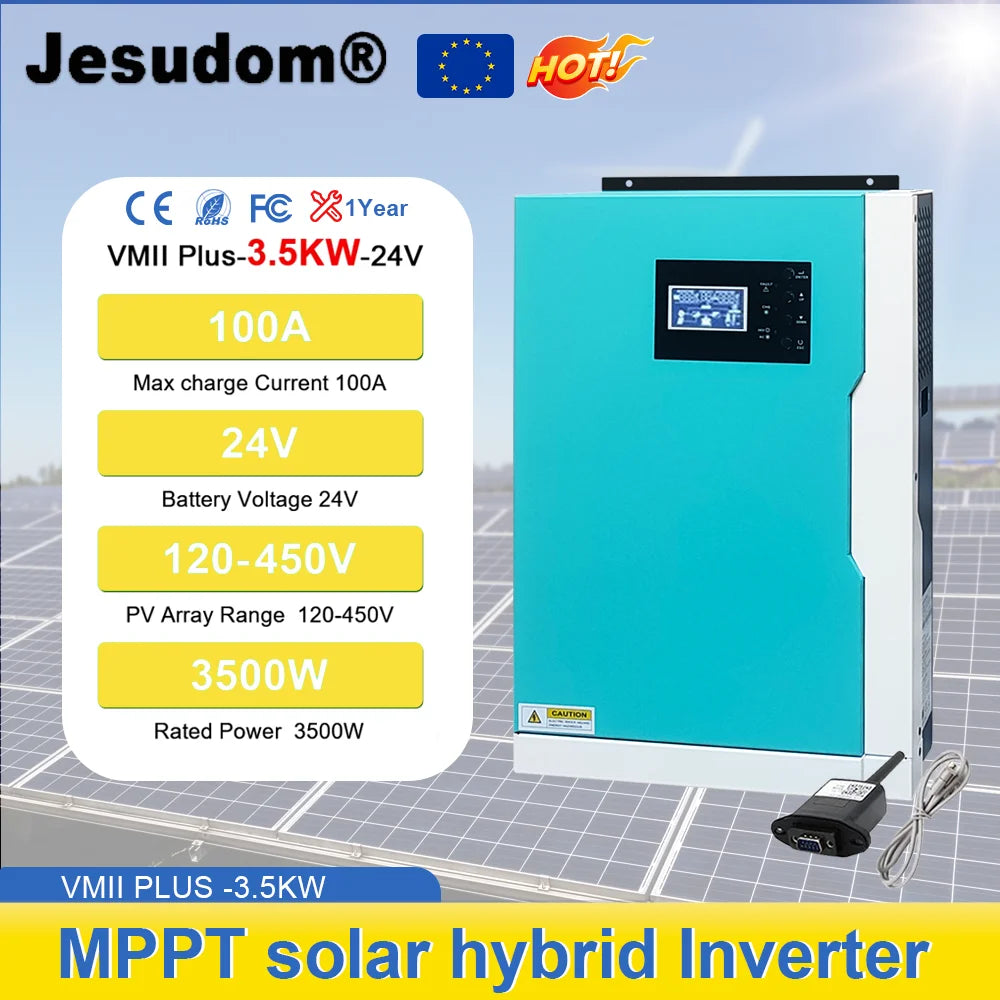Solar Invert 3.5KW AC 220V DC 24VDC MPPT 110A 500VDC PV Input Pure Sine Wave Hybrid Inverter Off-Grid with WiFi