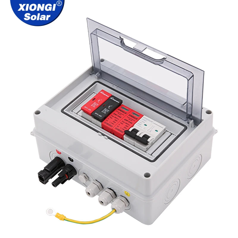 Solar photovoltaic PV Combiner Box With Lightning Protection 1 in 1 out DC 600V Fuse IP65 MCB SPD DB for Solar Panel  Box