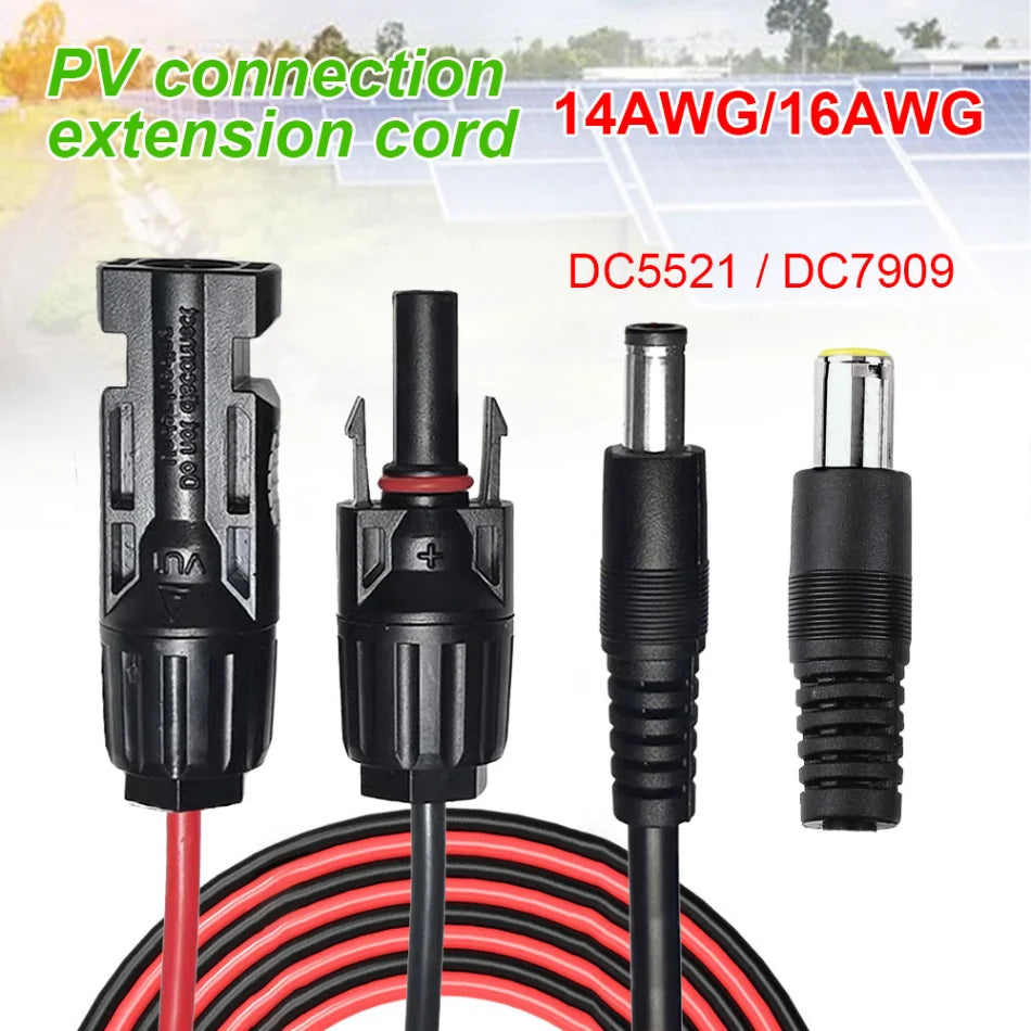 14AWG/16AWG Solar Panel Connector to DC5521 DC7909 Adapter Cable Wire PV Panel Plug Cord Battery Wiring  Solar Extension Cable PRIME RJ SOLAR PH