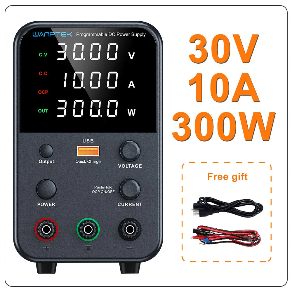 Wanptek DC Lab Power Supply 30V 60V 120V Adjustable Voltage Regulator Preset Voltage Current Dual Input Voltage 220V/110V