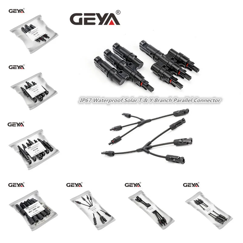 GEYA Solar Cable Branch Connector 1 Pair Male Female Y Branch Solar Connector 1000V PV System CE