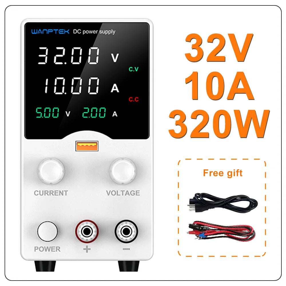 Wanptek DC Lab Power Supply 30V 60V 120V Adjustable Voltage Regulator Preset Voltage Current Dual Input Voltage 220V/110V