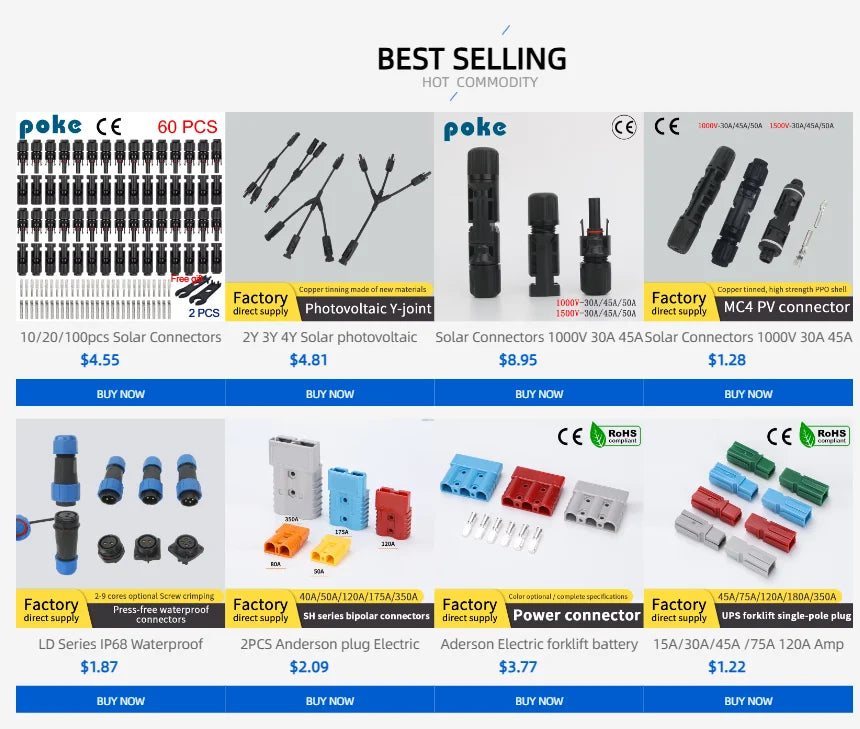 10/20/100pcs Solar Connectors 1000V 30ASolar Panel Branch PV Connectors Photovoltaic Connect solar PRIME RJ SOLAR PH
