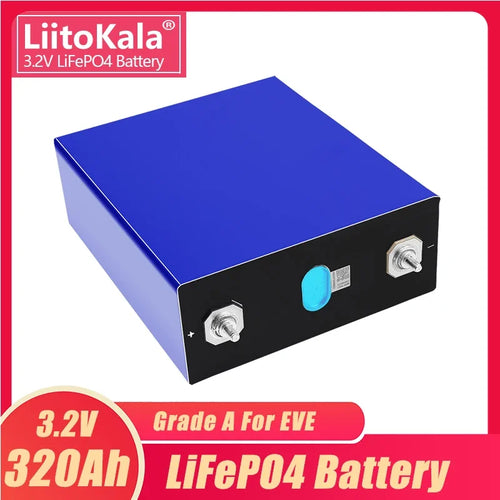 1-32PCS LiitoKala 3.2V 320Ah Lifepo4 Battery 300AH 310Ah Grade A 12V 24V Rechargeable Battery Pack EU US Tax Free With Busbars