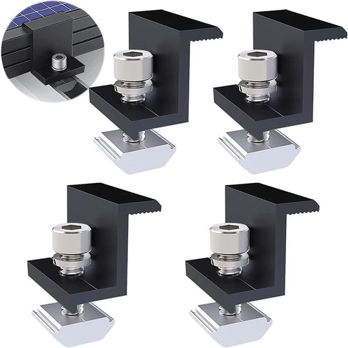 10pcs Solar Panel Mounting Fixing Clamp Adjustable Bracket End & Mid Clamp PV Panel Clip For Solar Panel PV Install Accessories PRIME RJ SOLAR PH