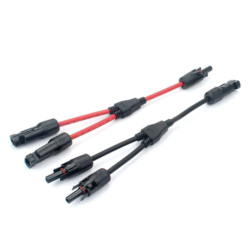 1-Pair 2-to-1 Y Branch Parallel Connection Solar PV Connector 1000V 30A Male Female Cable for Solar Photovoltaic