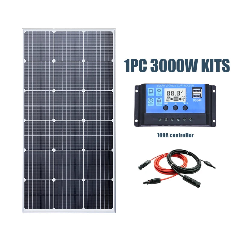 6000W 3kW Solar Panel 18V High Efficiency Flexible Portable Power Bank Outdoor Home RV Camping Battery Charging CE FCC