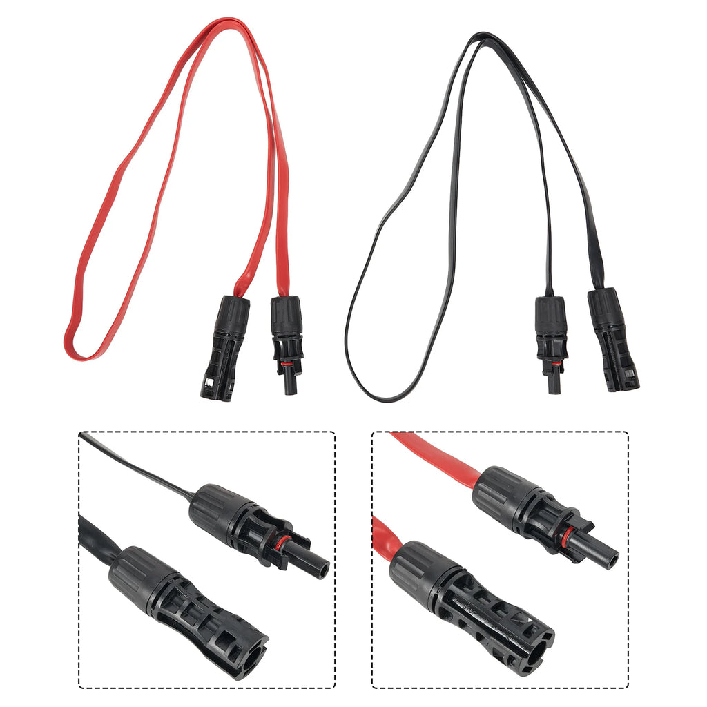 Flexible Flat Solar Cable 100cm PV Connector Compatible Copper Wire Core for Casement Window Installation