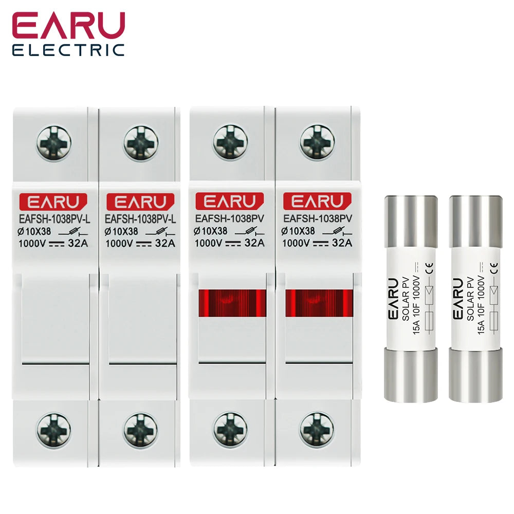 One Set 2P Parallel DC Fuse Holder 10*38mm High Voltage Solar PV 1000V 6A-32A Base Photovoltaic System Protection Protector gpV PRIME RJ SOLAR PH