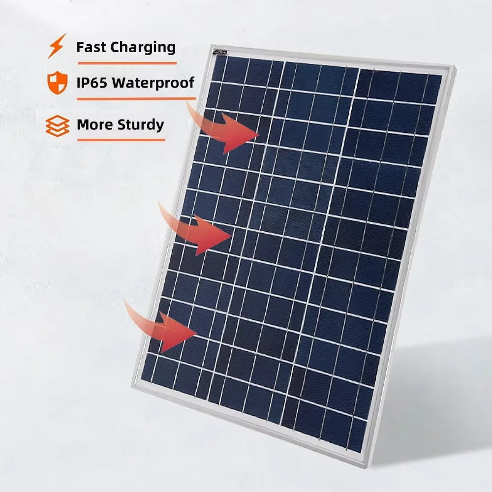 500W Solar Panel Kit with 12V Controller Polycrystalline Silicon Power Supply Portable Outdoor Rechargeable Solar Cell, Househol