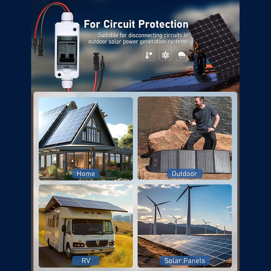Solar Panel Disconnect Switch 30A /15Amp DC-AC 400V Circuit Breaker With IP65 Distribution Box Short Circuit Overload Protection