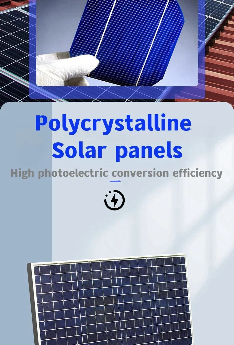 500W Solar Panel Kit with 12V Controller Polycrystalline Silicon Power Supply Portable Outdoor Rechargeable Solar Cell, Househol