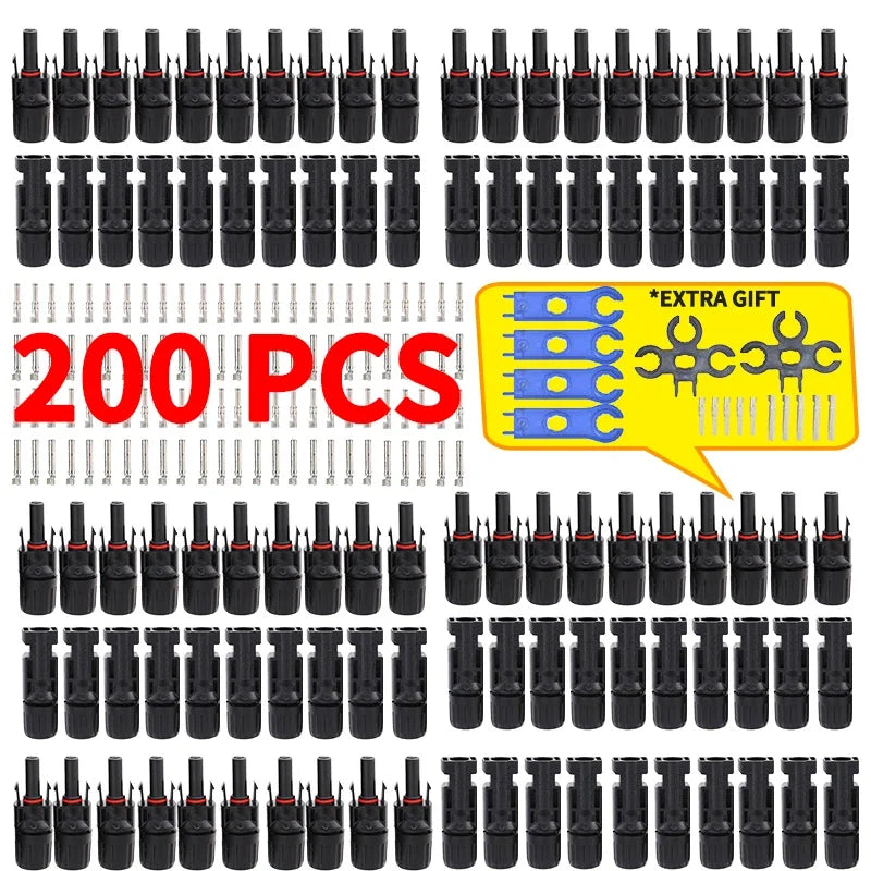 Free Shipping 400/200/100/10 Pcs Solar Connector PV Plug 1000V DC 30A  Connectors Kit for Photovoltaic PV/MC Cable 2.5/4/6mm² PRIME RJ SOLAR PH
