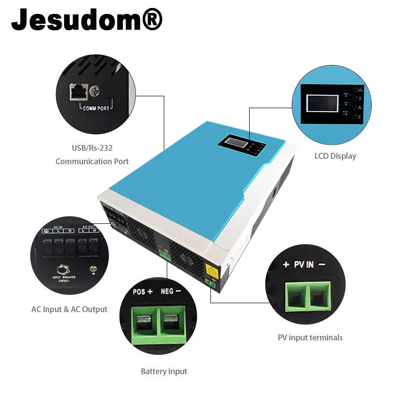 Solar Invert 3.5KW AC 220V DC 24VDC MPPT 110A 500VDC PV Input Pure Sine Wave Hybrid Inverter Off-Grid with WiFi