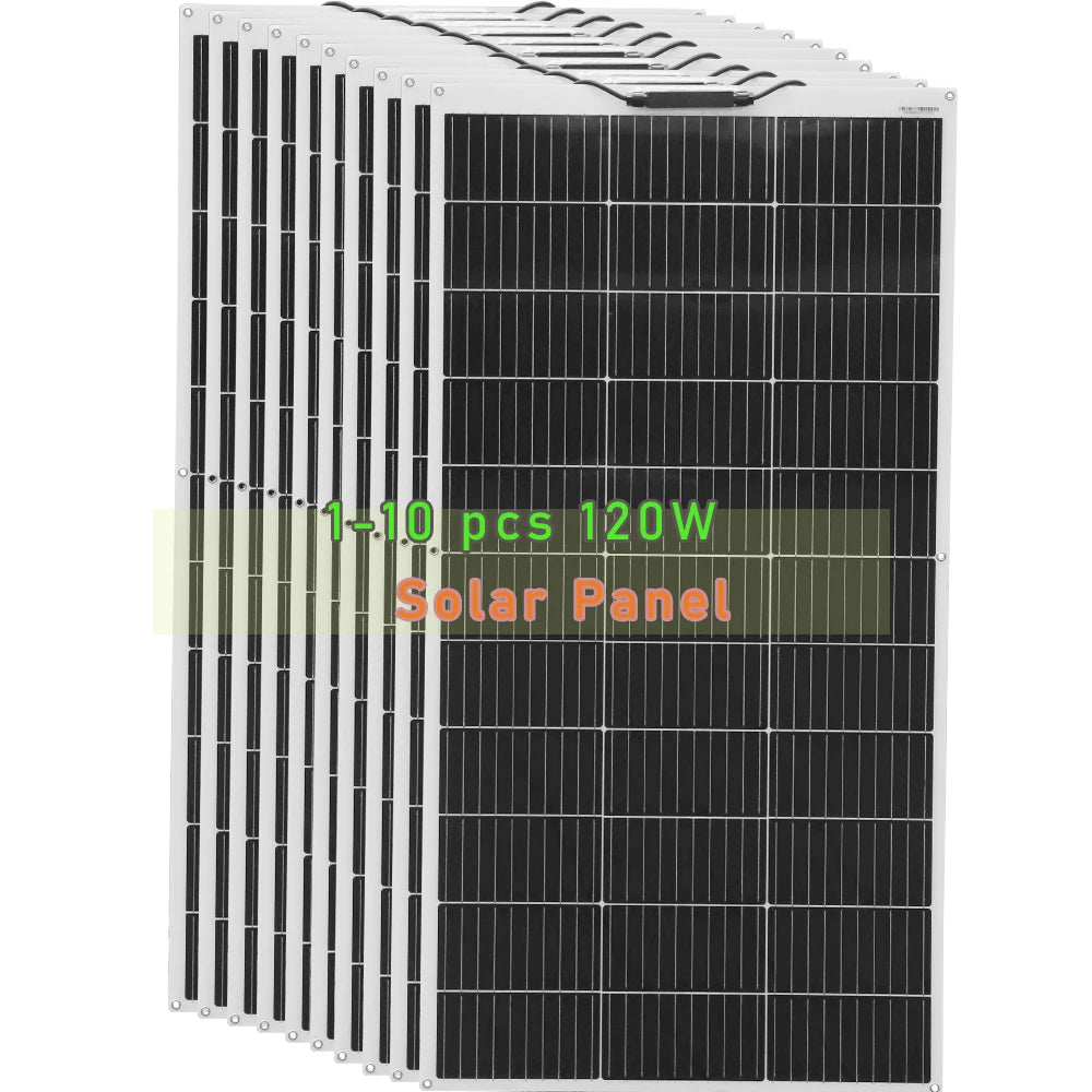 WUZECK 120W 240W 1200W 12V Flexible Solar Panel Cell 1-10 Pcs RV Caravan Boat Roof Battery Charging CE FCC RoHS WEEE